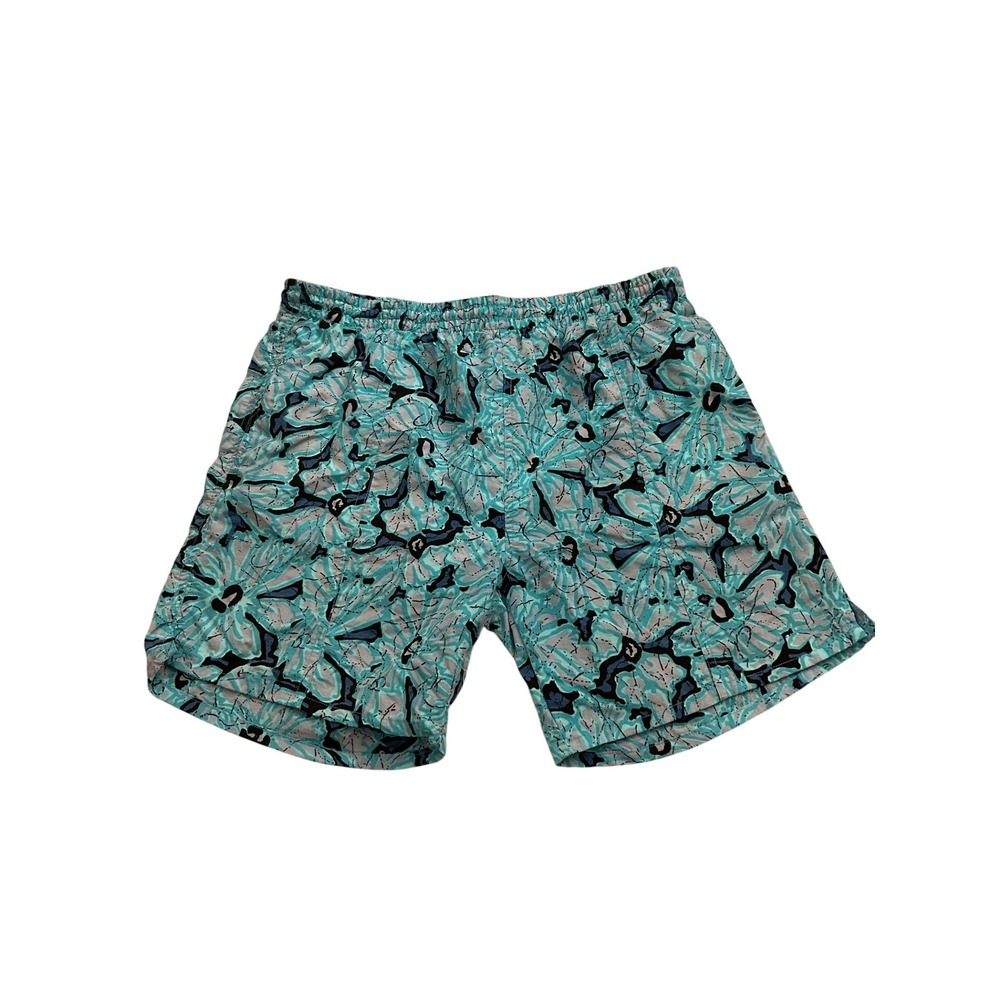 Gitano‎ Swim Trunks Mens Large Teal Blue Excellent Vintage Abstract Mesh Lined